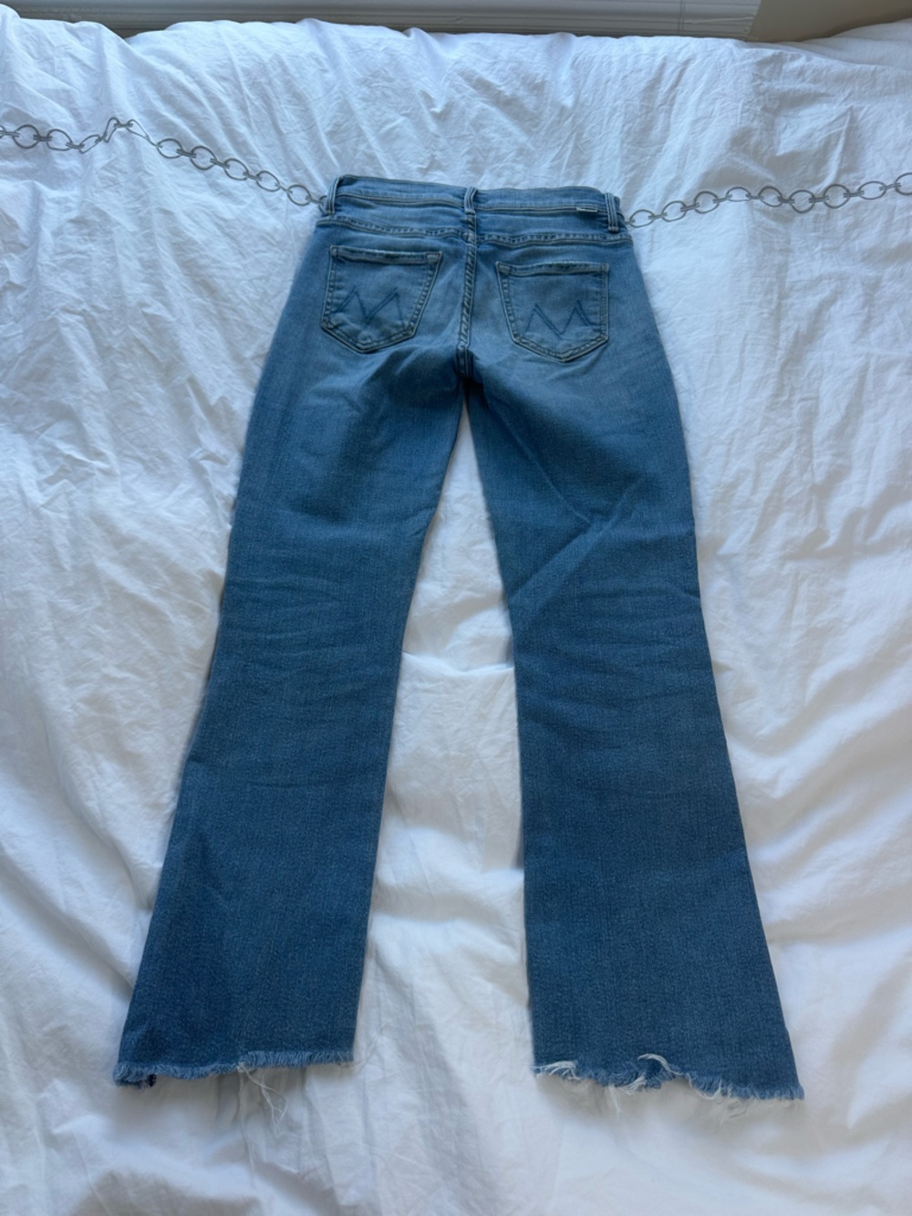MOTHER Women's Blue Washed Straight Leg Jeans - Picture 5 of 6